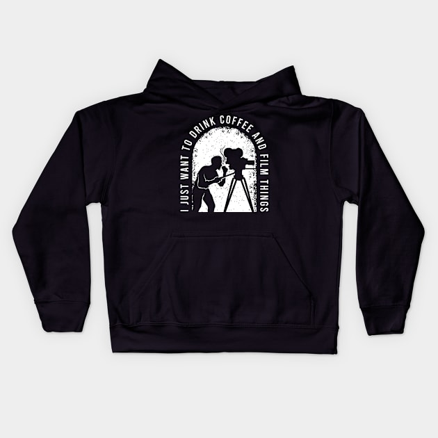 Filmmaker Costume for a Coffee Loving Film Editor Kids Hoodie by AlleyField